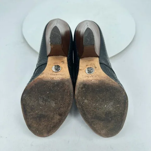 Dolce Gabbana Women Size EU 38.5 US 8.5 Black Snakeskin Leather Block High Heel - Picture 8 of 10